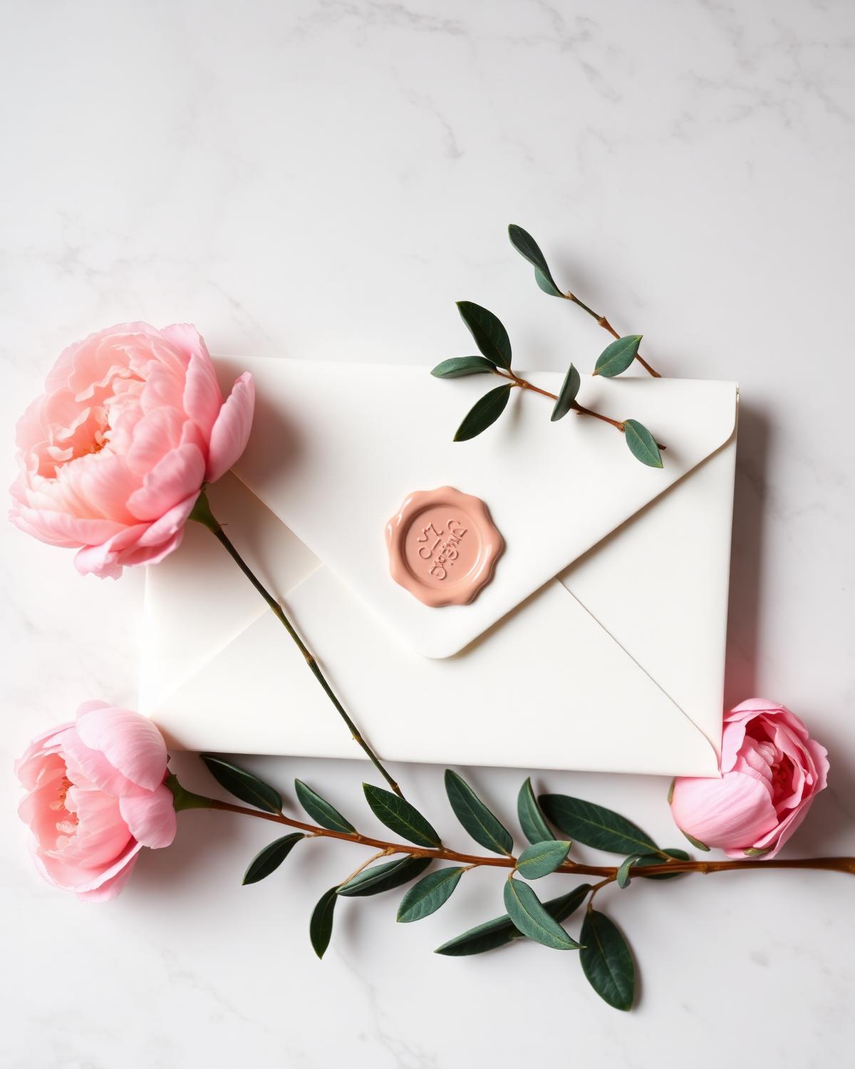 Enveloppe scellée d'une carte cadeau Sab' Institut de Beauté sur marbre
